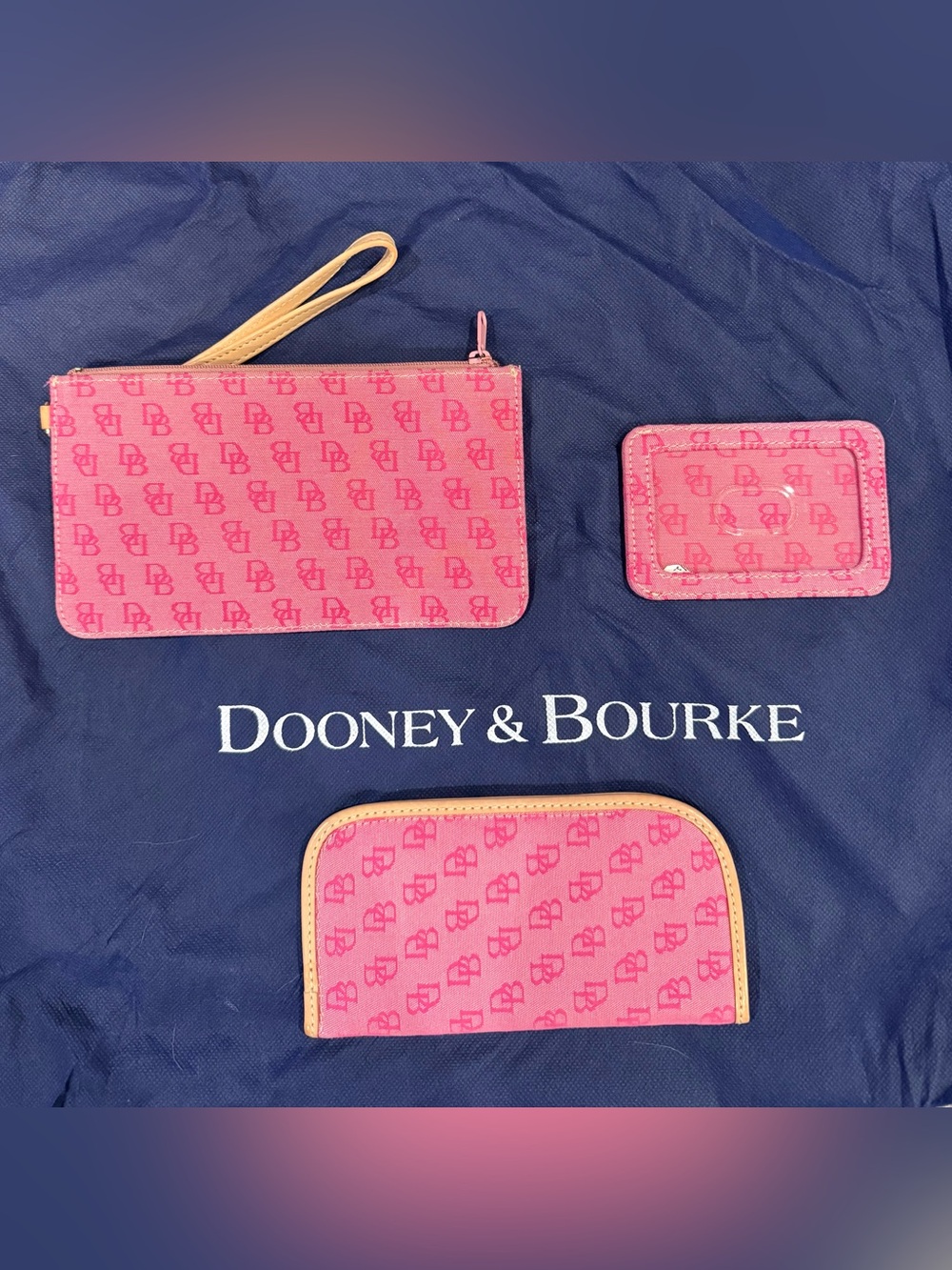 Dooney & Bourke Pink Logo Wristlet, Card Case & Glasses Sleeve